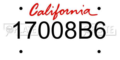 17008B6 California License Plate