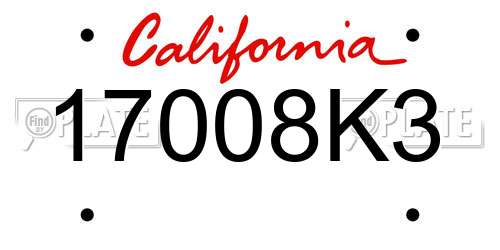 17008K3 California License Plate