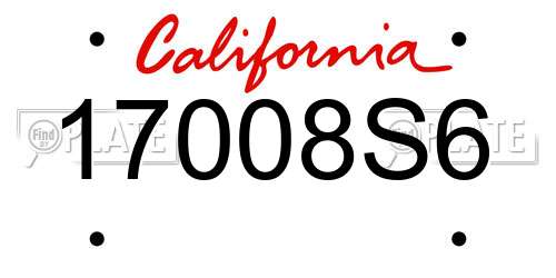 17008S6 California License Plate
