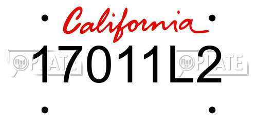 17011L2 California License Plate