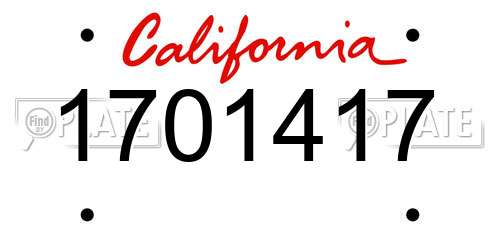 1701417 California License Plate