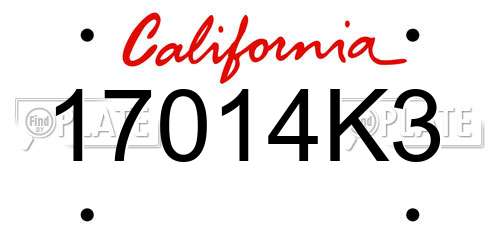 17014K3 California License Plate