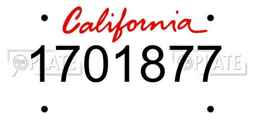 1701877 California License Plate