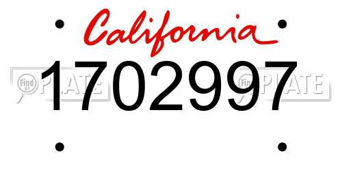 1702997 California License Plate
