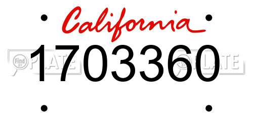 1703360 California License Plate