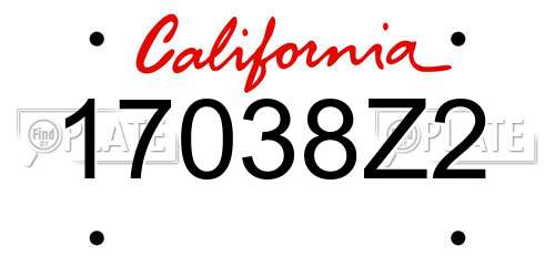 17038Z2 California License Plate