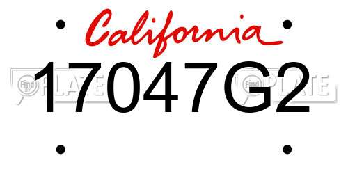 17047G2 California License Plate