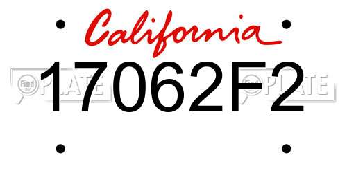 17062F2 California License Plate