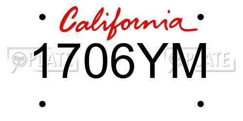1706YM California License Plate
