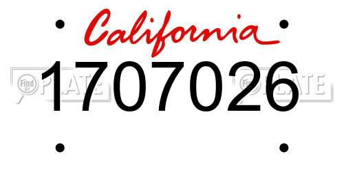 1707026 California License Plate