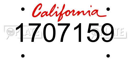 1707159 California License Plate