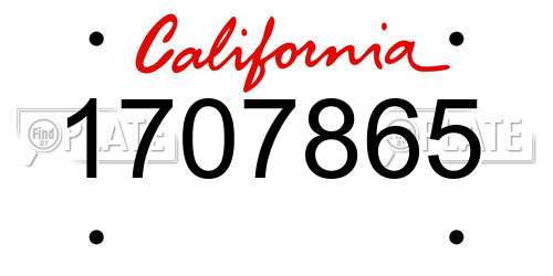 1707865 California License Plate