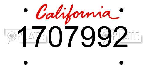 1707992 California License Plate