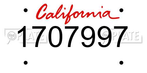 1707997 California License Plate