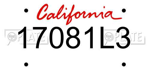 17081L3 California License Plate