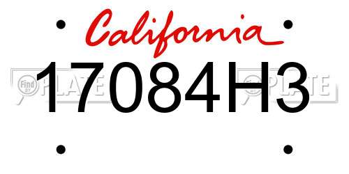 17084H3 California License Plate
