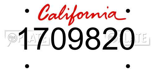 1709820 California License Plate