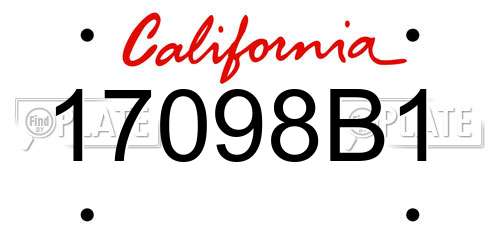 17098B1 California License Plate