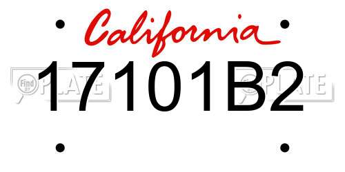 17101B2 California License Plate