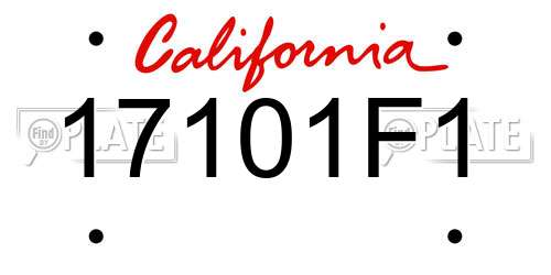 17101F1 California License Plate