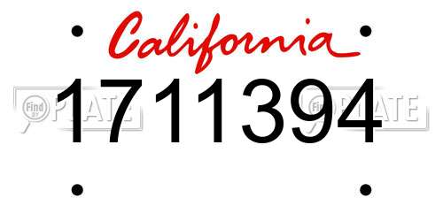 1711394 California License Plate