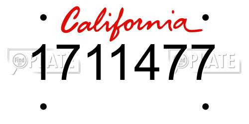 1711477 California License Plate