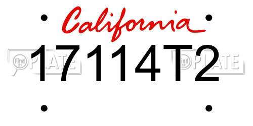 17114T2 California License Plate
