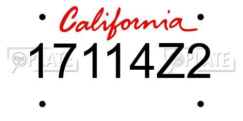 17114Z2 California License Plate