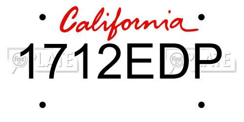 1712EDP California License Plate