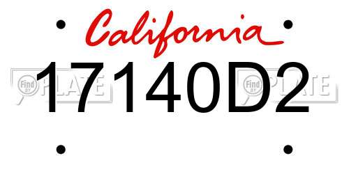 17140D2 California License Plate
