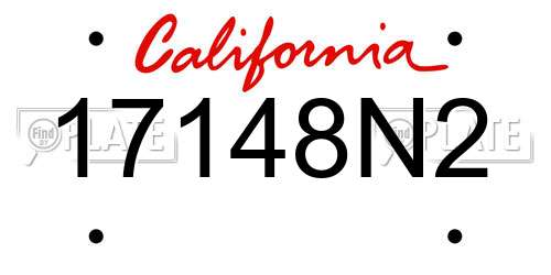 17148N2 California License Plate