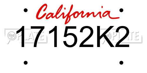 17152K2 California License Plate