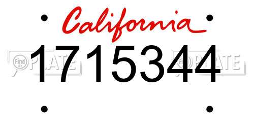 1715344 California License Plate