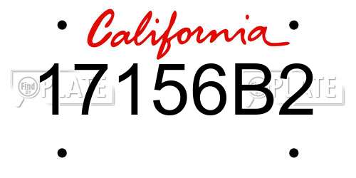 17156B2 California License Plate