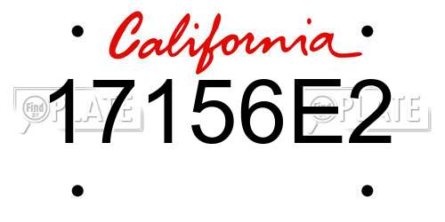17156E2 California License Plate