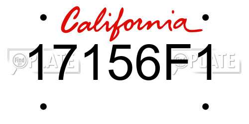17156F1 California License Plate