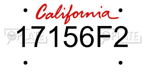 17156F2 California License Plate