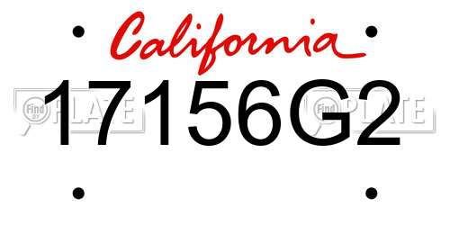 17156G2 California License Plate