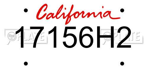 17156H2 California License Plate