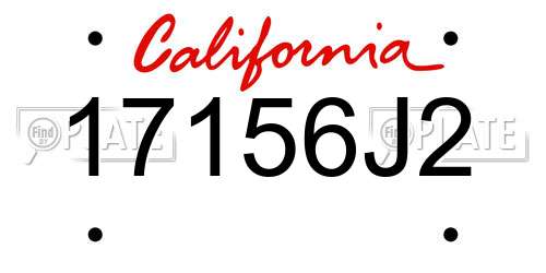 17156J2 California License Plate