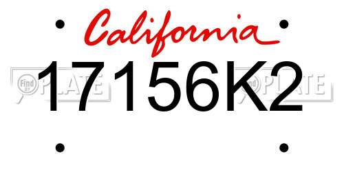 17156K2 California License Plate