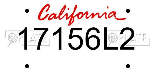 17156L2 California License Plate