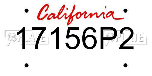 17156P2 California License Plate