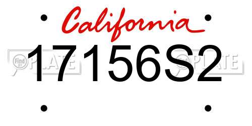 17156S2 California License Plate