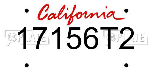 17156T2 California License Plate