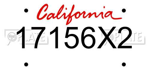 17156X2 California License Plate