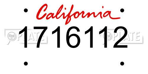1716112 California License Plate