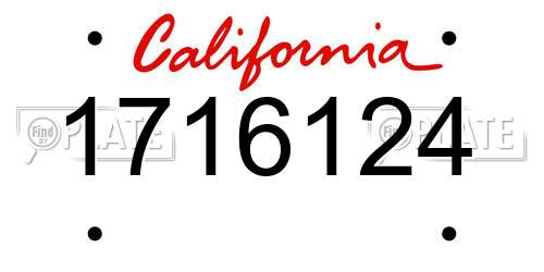 1716124 California License Plate