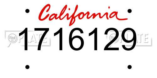 1716129 California License Plate