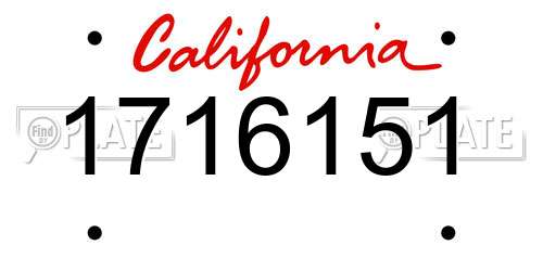 1716151 California License Plate